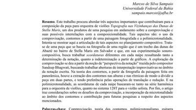 A comprovisação a partir de contornos fotográficos na polimicrotonalidade da peça Topografia nas Vizinhanças das Dunas de Stella Maris, para orquestra de violões featured image