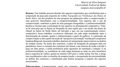 A comprovisação a partir de contornos fotográficos na polimicrotonalidade da peça Topografia nas Vizinhanças das Dunas de Stella Maris, para orquestra de violões featured image