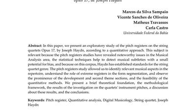 A quantitative study of pitch registers in string quartets opus 17, by Joseph Haydn featured image